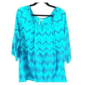 Grand and Greene Teal/Navy Blue Blouse
